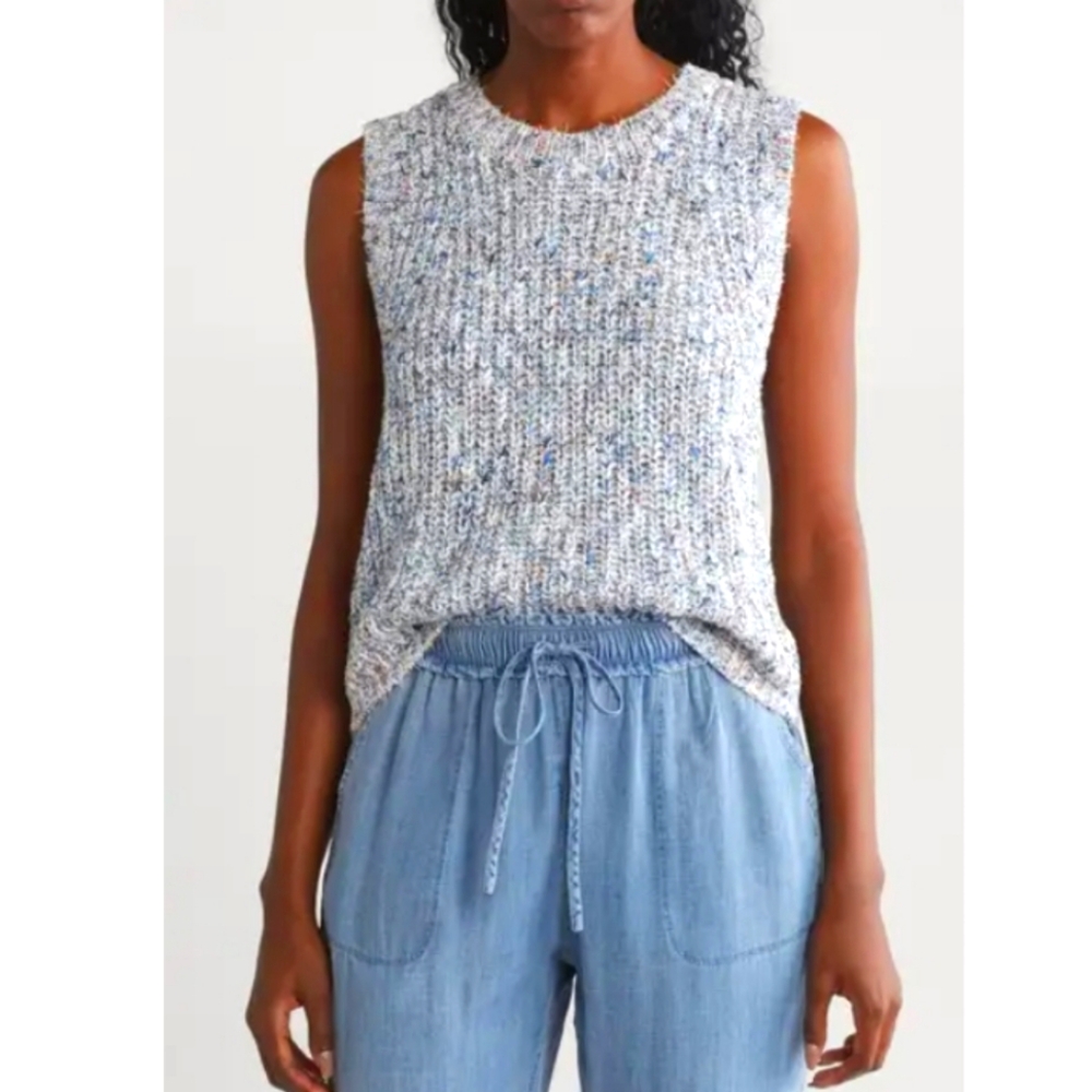 Splendid Elysees Sweater Tank, Medium, Blue